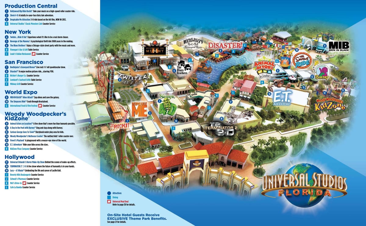 Universal Studios Орландо парк газрын зураг